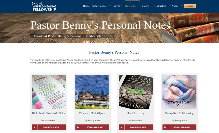 Pastor Benny's Personal Notes